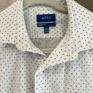 Men's Apt. 9 White & Black Premier Flex Slim Fit, Size 15-15 1/2, 32/33